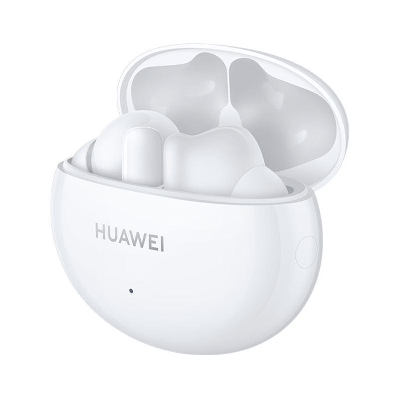 HUAWEI FreeBuds 4i are wireless stereo earphones consisting of left and right earphones and a charging case/ White