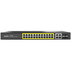 Netis 30 Ports standard POE switch that provides 24 FE POE ports / 4 Gigabit Up-link ports and 4 SFP fiber port.